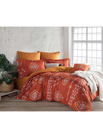 Elizabed Renforcé beddengoedset "Talas" oranje/wit