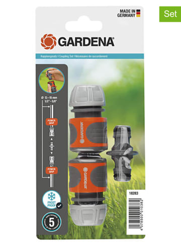 Gardena 3tlg. Kupplungs-Set in Schwarz/ Orange - 13 mm (1/2")