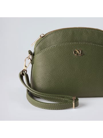 CXL by Christian Lacroix Leder-Umhängetasche "Malesherbes" in Khaki - (B)23 x (H)17 x (T)7 cm