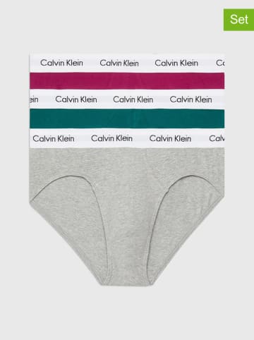 CALVIN KLEIN UNDERWEAR 3-delige set: slips grijs/petrol/fuchsia