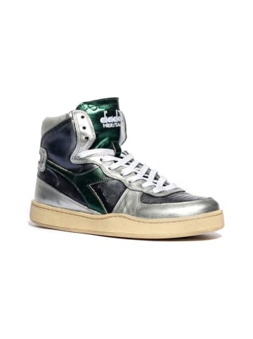 Diadora Skórzane sneakersy w kolorze srebrno-zielono-granatowym