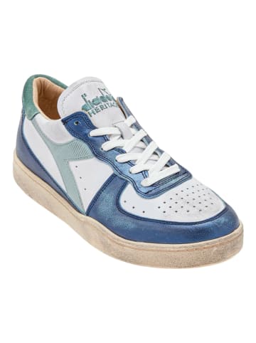 Diadora Skórzane sneakersy w kolorze biało-niebiesko-turkusowym