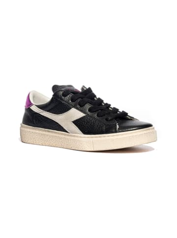 Diadora Leder-Sneakers in Schwarz/ Lila/ Creme