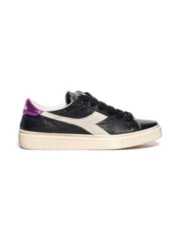 Diadora Skórzane sneakersy w kolorze czarno-fioletowo-kremowym