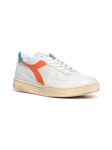 Diadora Leder-Sneakers in Weiß/ Orange/ Türkis