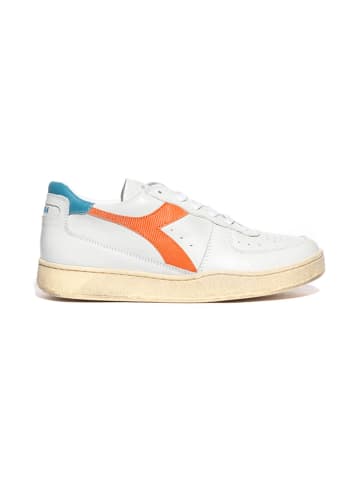 Diadora Leder-Sneakers in Weiß/ Orange/ Türkis