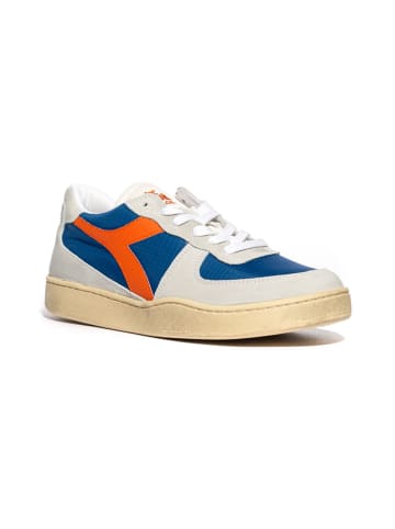 Diadora Leder-Sneakers in Weiß/ Blau/ Orange
