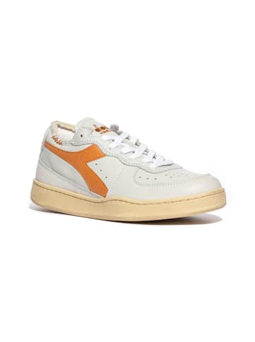 Diadora Skórzane sneakersy w kolorze biało-pomarańczowym