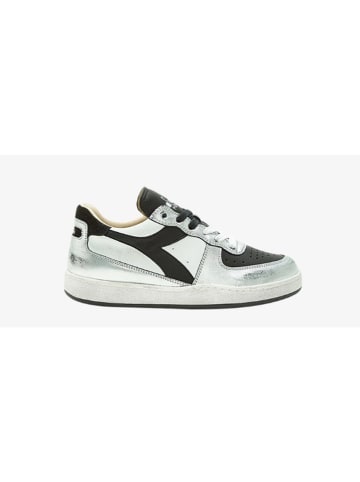 Diadora Leder-Sneakers in Weiß/ Schwarz/ Silber