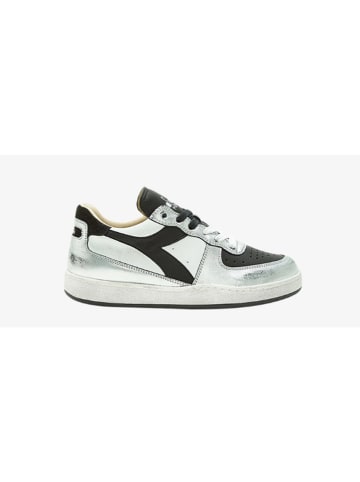 Diadora Skórzane sneakersy w kolorze srebrno-biało-czarnym
