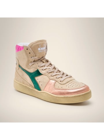 Diadora Skórzane sneakersy w kolorze zielono-beżowo-różowym