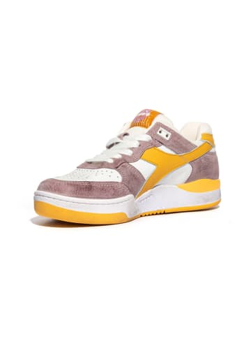 Diadora Skórzane sneakersy w kolorze pomarańczowo-fioletowo-białym