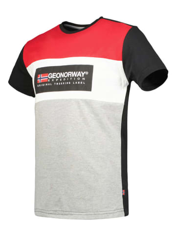 Geographical Norway Shirt "Jolem" zwart/lichtgrijs/rood