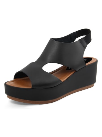Studio 88 Leder-Keilsandaletten in Schwarz