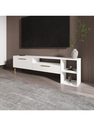 Scandinavia Concept TV-meubel "Parion" wit/goudkleurig - (B)150 x (H)47 x (D)35 cm