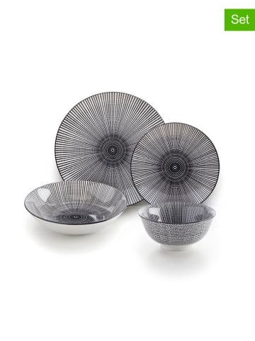Brandt 24-delig tafelservies wit/zwart