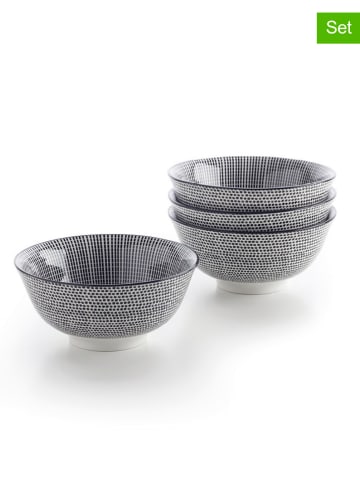 Brandt 4-delige set: kommen wit/zwart - Ø 15,5 cm