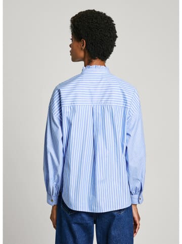 Pepe Jeans Bluse in Hellblau/ Weiß