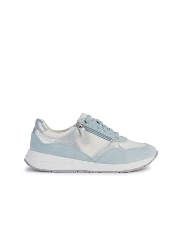 Geox Leder-Sneakers "Bulmya" in Weiß/ Hellblau/ Silber