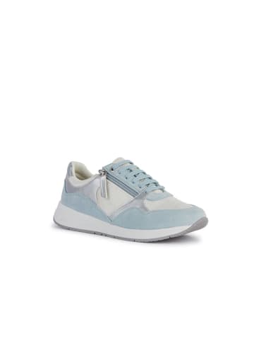 Geox Leder-Sneakers "Bulmya" in Weiß/ Hellblau/ Silber