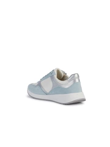 Geox Leder-Sneakers "Bulmya" in Weiß/ Hellblau/ Silber