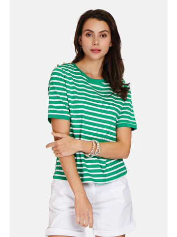 ASSUILI Shirt in Grün/ Weiß