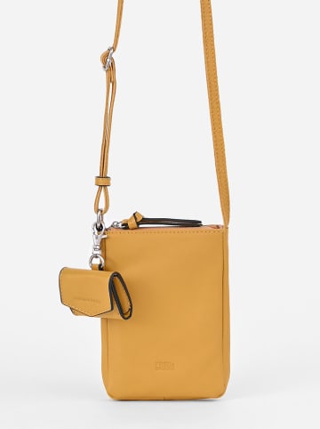 FREDs BRUDER Skórzana torebka w kolorze żółtym na telefon - 13 x 18 x 2 cm