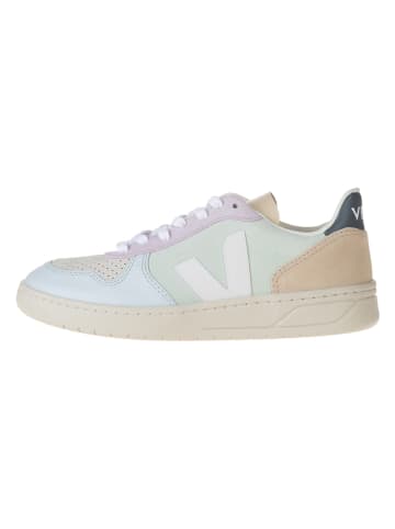 Veja Leder-Sneakers "V 10" in Türkis/ Beige