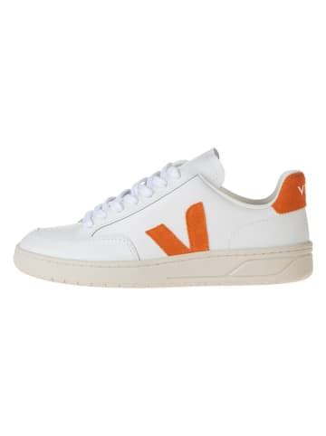 Veja Leder-Sneakers "V 12" in Weiß/ Orange