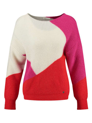 KEY LARGO Sweter "Surprise" w kolorze kremowo-czerwono-różowym