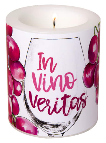 IHR Kerze "Vino Rosso" in Weiß/ Pink - (H)10,5 x Ø 9 cm