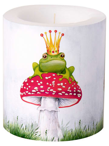 IHR Kerze "Lucky Frog" in Weiß/ Rot/ Grün - (H)10,5 x Ø 9 cm