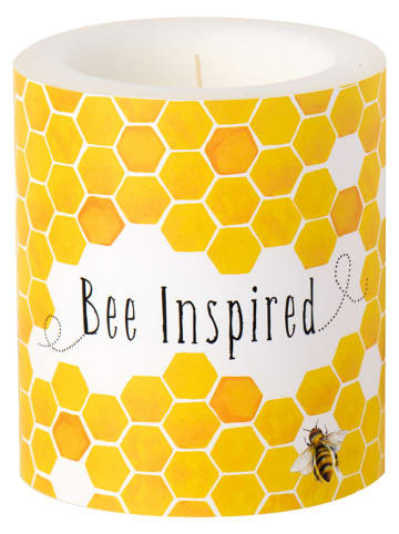 IHR Kaars "Bee Inspired" geel/wit - (H)10,5 x Ø 9 cm