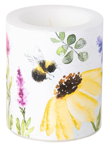IHR Kaars "Summer Bees" wit/geel/groen - (H)10,5 x Ø 9 cm