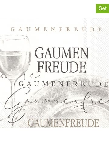 IHR 3er-Set: Servietten "Gaumenfreude" in Weiß/ Grau - 3x 20 Stück