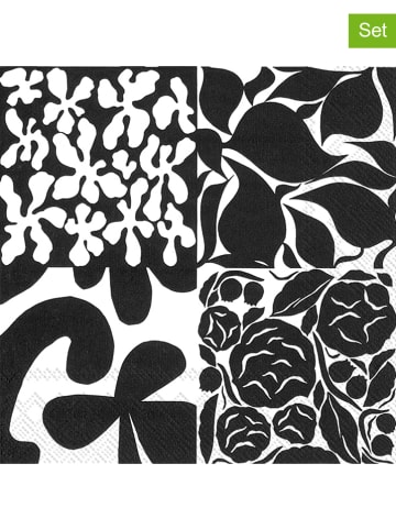 IHR 3-delige set: servetten "Ruudut" zwart/wit - 3x 20 stuks