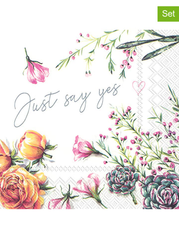 IHR Serwetki (60 szt.) "Just Say Yes" w kolorze białym ze wzorem