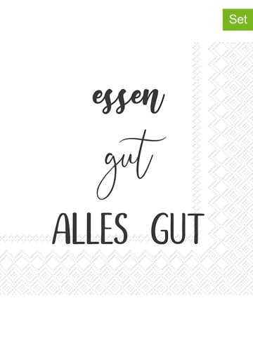 IHR 3er-Set: Servietten "Essen Gut Alles Gut" in Weiß/ Schwarz - 3x 20 Stück