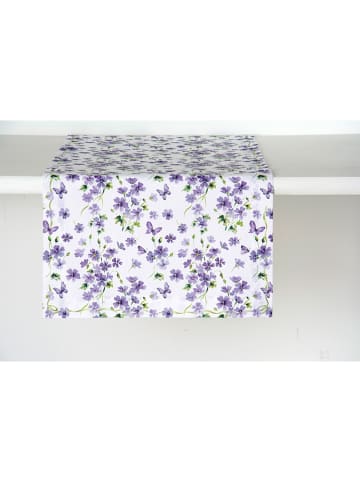 IHR Tafelloper "Purple Spring" wit/paars - (L)45 x (B)150 cm