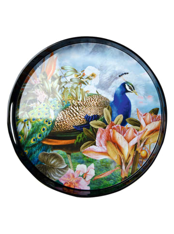 IHR Tablett "Paradise Peacock" in Bunt - (H)4,5 x Ø 35,5 cm