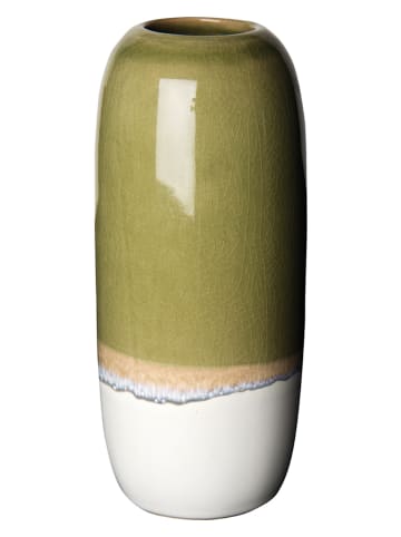IHR Vase in Khaki/ Weiß - (H)20,5 x Ø 8,5 cm