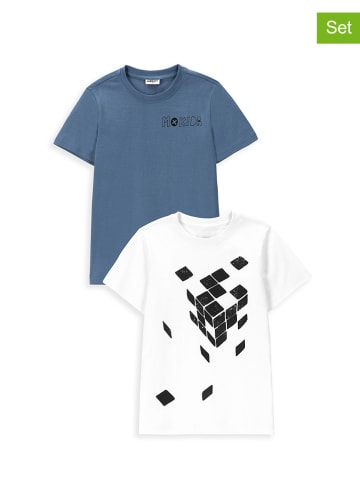 MOKIDA 2er-Set: Shirts in Weiß/ Blau