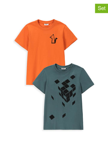 MOKIDA 2er-Set: Shirts in Orange/ Blau