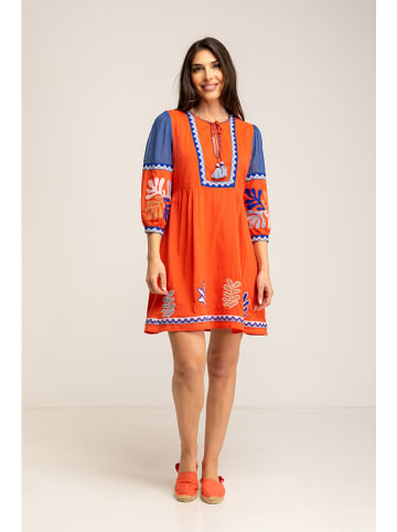 Peace & Love Kleid in Orange/ Blau
