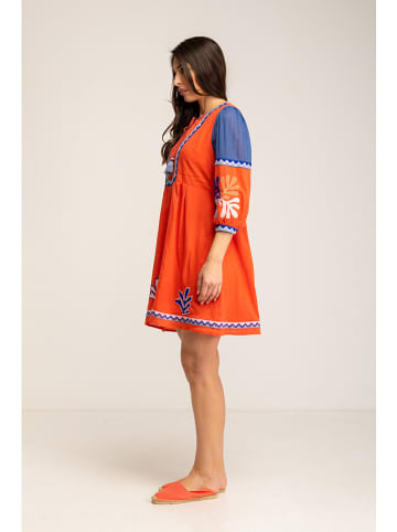 Peace & Love Kleid in Orange/ Blau