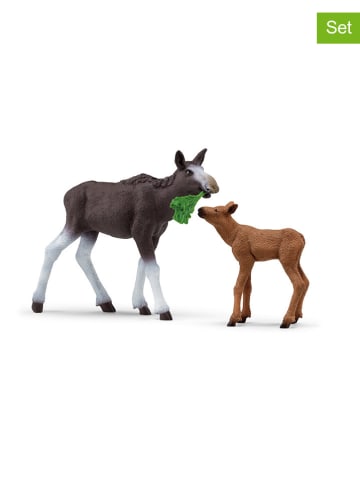 Schleich 3-delige set: speelfiguren "Moose with Calf" - vanaf 3 jaar