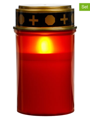 Profigarden Lampy grobowe (6 szt.) LED w kolorze czerwonym - wys. 12,5 x Ø 7 cm
