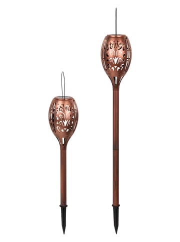 Garden Hero 2-delige set: ledsolartuinstekers koperkleurig