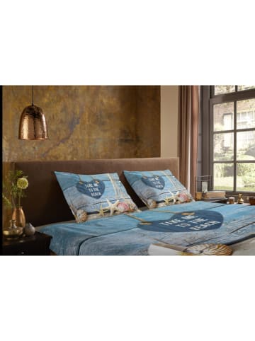 Pure Mikrofaser-Bettwäsche-Set "Beach" in Hellblau/ Beige