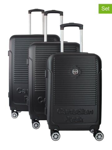 Canadian Peak 3tlg. Hardcase-Trolleyset "Santiegoeak" in Schwarz